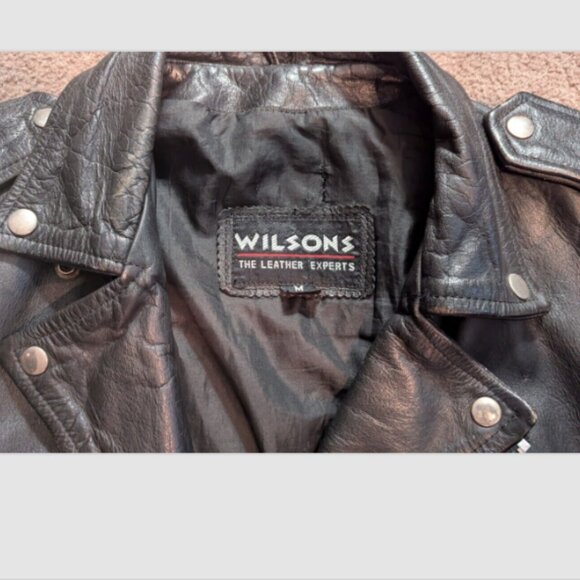 VNT Wilson's Leather Biker Black Leather Thinsulate Belted Jacket Men's Medium - Picture 3 of 6